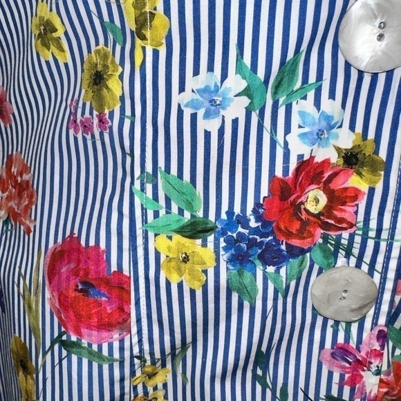 Zara Striped Floral Midi Dress Medium M - Picture 14 of 16